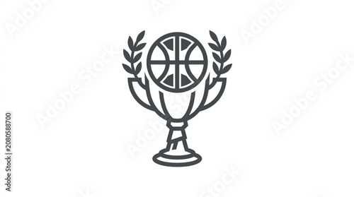 Basketball Trophy with Laurel Wreath Icon.