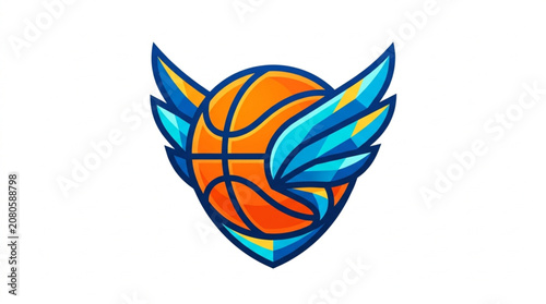 Basketball with wings logo design concept.