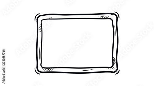 Blank Hand Drawn Rectangular Frame With Wavy Edges.