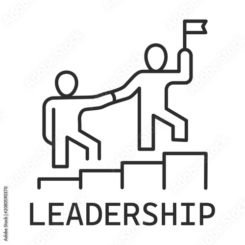 Leadership Concept and Teamwork Success Line Icon Vector