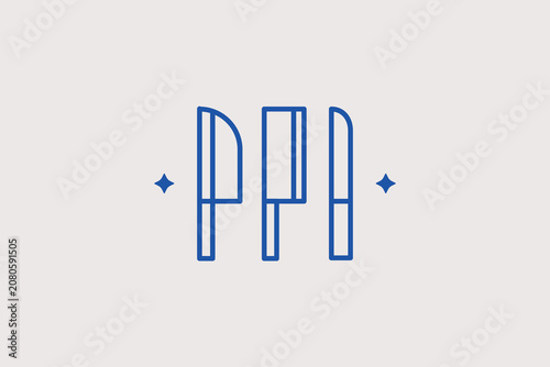 Photography Three professional steel kitchen knives standing vertically line icon for cutlery boutique