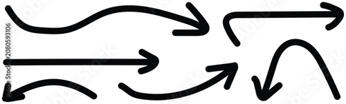 Hand drawn vector graphics with various arrows on white background