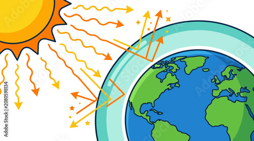 Global Warming and Greenhouse Effect Concept Illustration