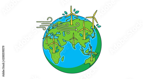 Global Wind Energy Concept Illustration