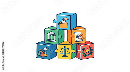 Government and Democracy Concept with Puzzle Blocks