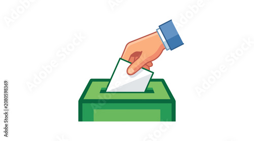 Hand casting a vote into a ballot box