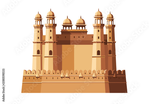 Bild auf Leinwand Majestic Ancient Fort Architecture Vector Illustration Design Featuring Traditio