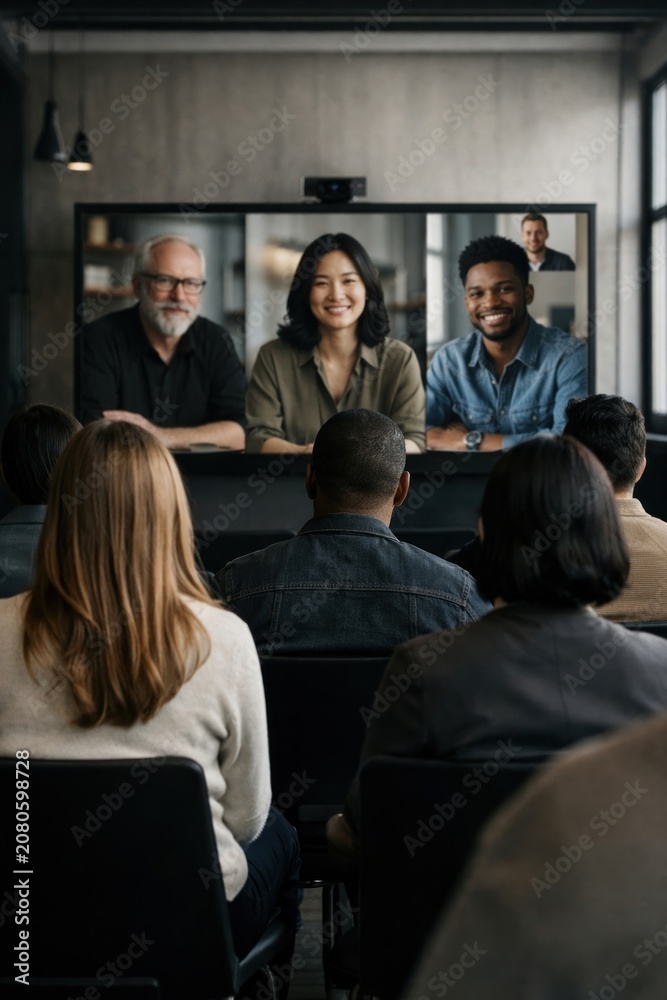 Fototapeta premium Virtual meeting with diverse professionals.