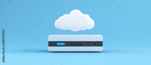 Cloud server data storage and transfer 3 d render