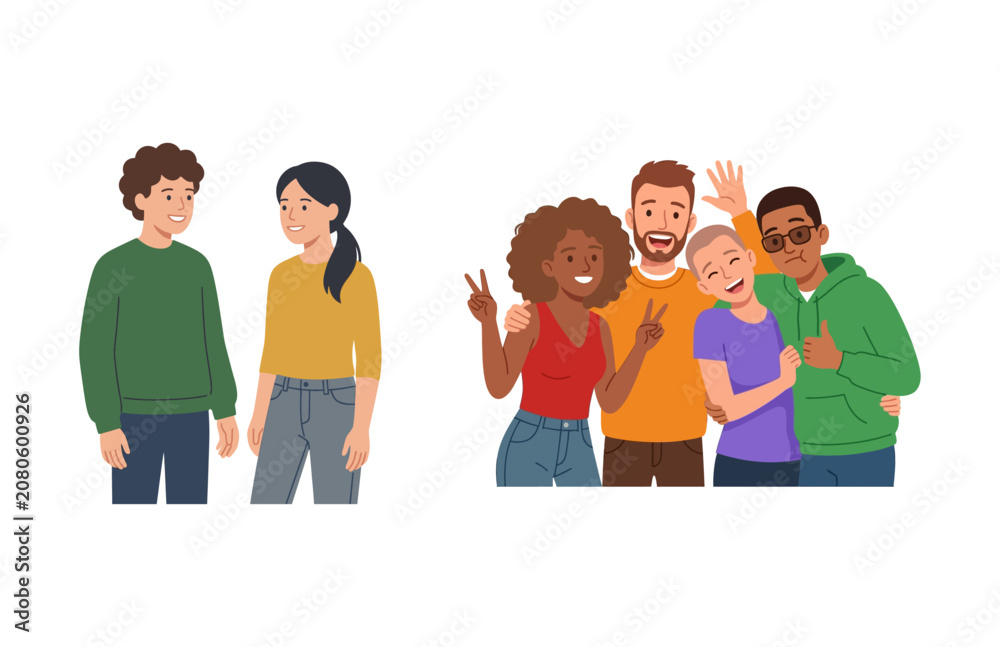 Fototapeta premium Diverse Group of Young Adults Engaging in Friendly Social Interaction and Community Bonding