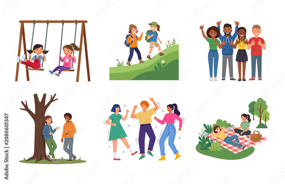 Fototapeta premium Diverse Group of Young People Engaging in Outdoor Leisure Activities and Socializing Together