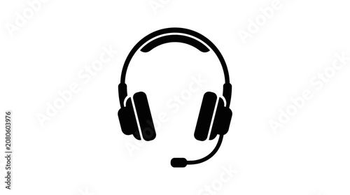 Obraz na płótnie Headset with microphone silhouette on a white background