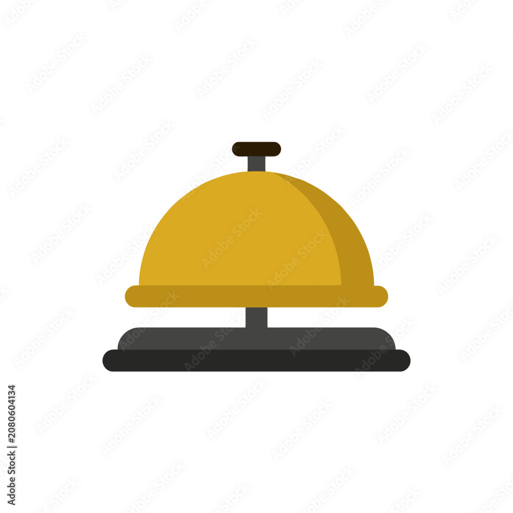 Fototapeta premium A golden service bell sits on a dark flat base