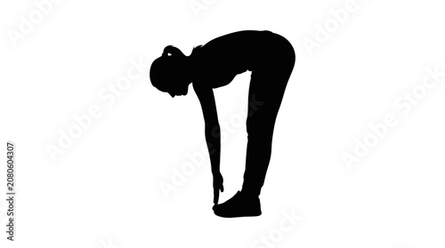 Obraz na plátně Human Silhouette Stretching Forward Black On White Background