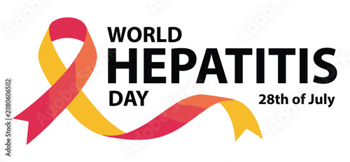 Foto World Hepatitis Day Awareness Ribbon On a White background