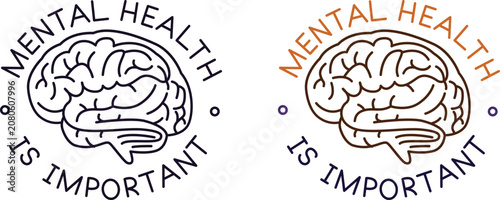 Foto Mental health is important text around brain illustration on transparent background