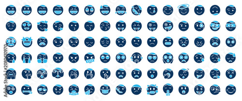 Photos Emoji glyph blue icon set