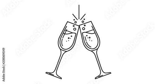Photos Two champagne flutes toasting celebration icon illustration