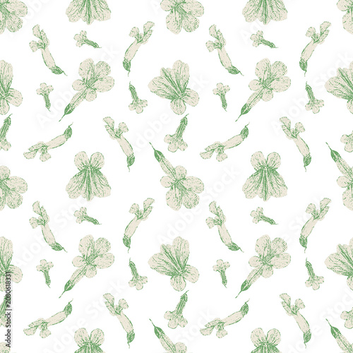 Watercolor Delicate Botanical Seamless Pattern with Wildflower Sprigs for Fabric, Wallpaper and Surface