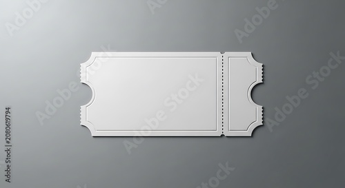 White ticket with grey background color for mockup template
