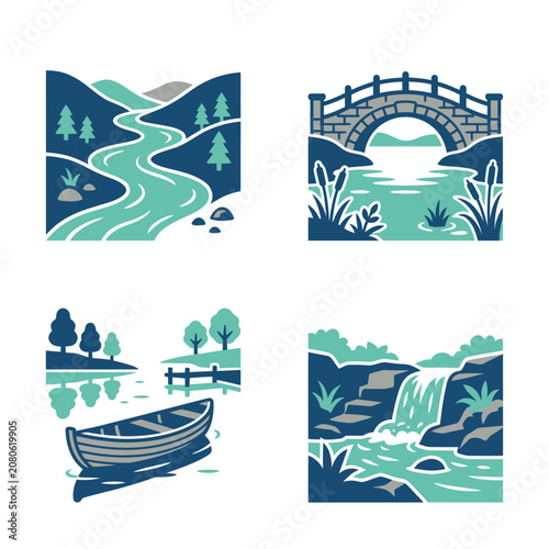 Water Scenes with Boats and Bridges.