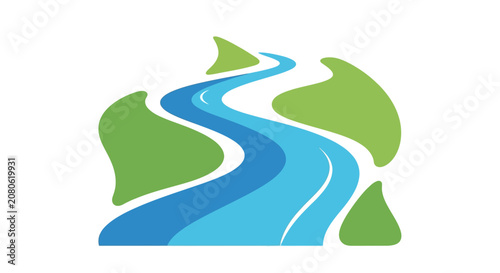 Winding River Waterway Blue Flow.