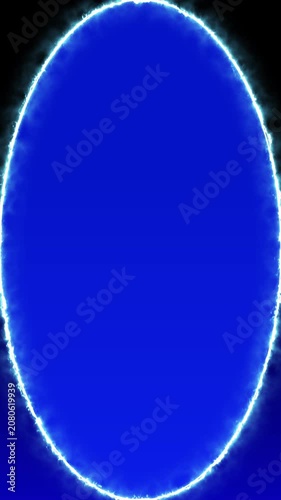 Round neon frame on a blue background