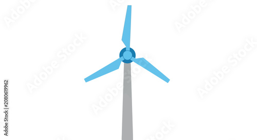 Wind turbine with blue blades.