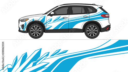 Blue splash suv car wrap design.