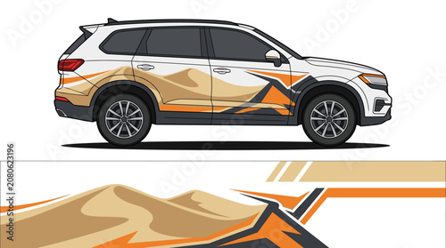 Desert dune geometric car wrap for white SUV
