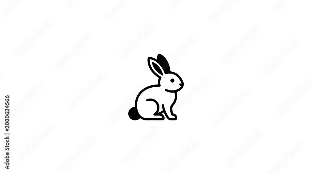 Fototapeta premium Minimalist Rabbit Icon Vector