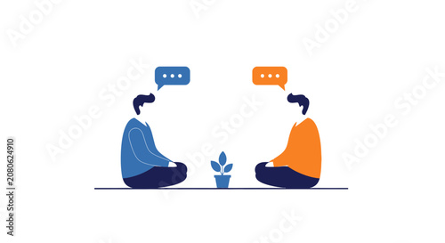 Cuadro en lienzo Two men sitting talking to each other.