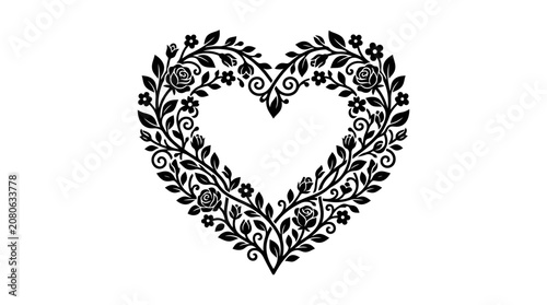 heart shape floral decorative design element.