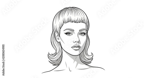 Obraz na plátně Woman with bobbed hair looking ahead.