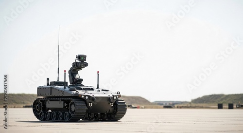 Autonomous Unmanned Ground Vehicle equipped with advanced sensor array deployed outdoors