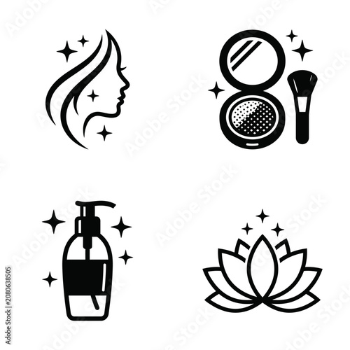 Black icons of beauty products.