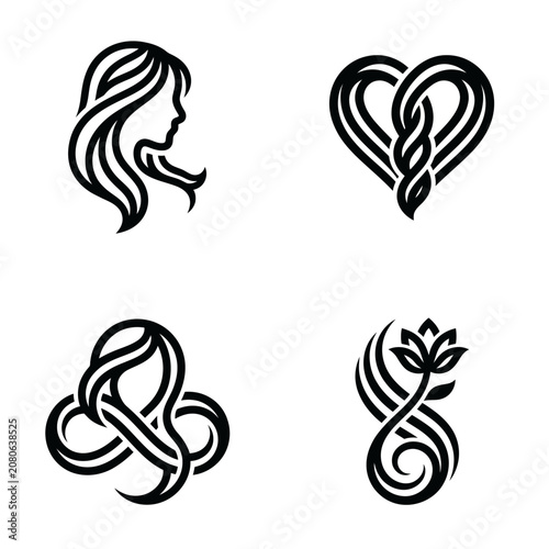 Knotwork designs with heart and woman.