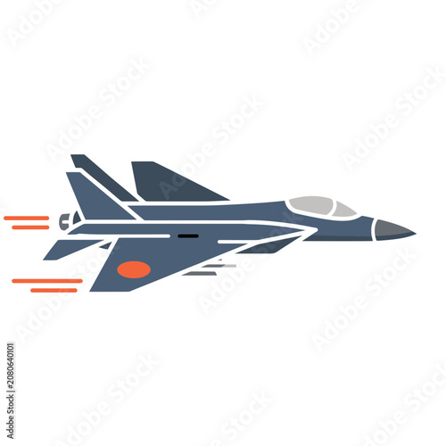 Flat illustration of a fighter jet in side view