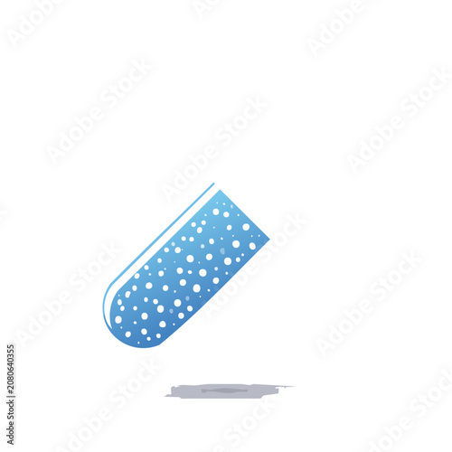 Blue test tube with liquid and bubbles vector illustration