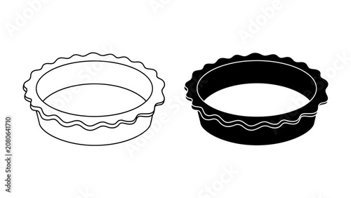 Photos Pie Crust Rings: A minimalist depiction of two pie crust rings, one in outline and the other in solid silhouette, showcasing a baking essential