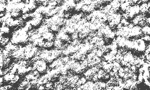 Black and white distressed fabric texture. Vector Illustration. 