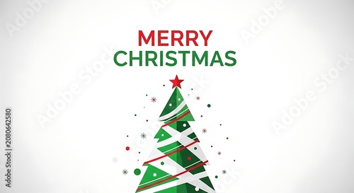 A festive Christmas tree with a star on top and colorful decorations