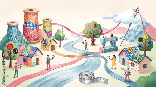 Watercolor City Street Scene with Urban Houses Road Map Inspired Architecture and Vector Style Illustration for Travel Design and Town Planning