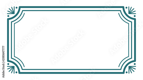 Vintage Decorative Rectangle Frame with Ornate Corners - Blank Copy Space