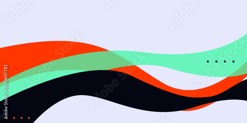 Abstract simple banner background. Fluid pattern green, blue, and orange color element design
