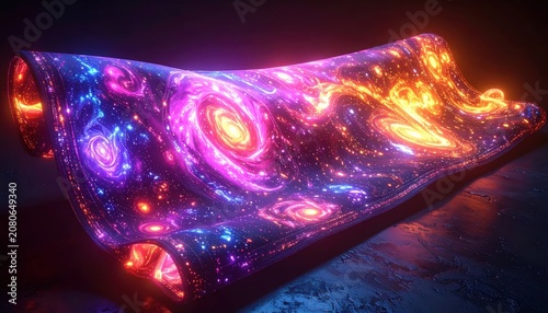 Vibrant Cosmic Fabric with Swirling Galaxies.