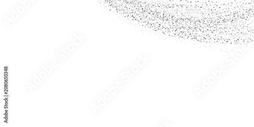 Foto Minimalist bright white banner background featuring an upper corner curve of shimmering silver glitter particles and delicate sparkling confetti dust dots