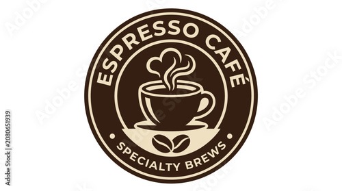 Schilderij op canvas Espresso cafe specialty brews logo design.