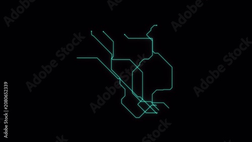 Abstract Digital Subway Map Network Animation Motion Graphics.