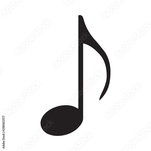 Billede på lærred Single eighth note silhouette against a white background